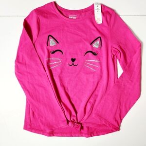 Jumping Beans Little Girl's Pink Cat Long Sleeve Tee Size: 7